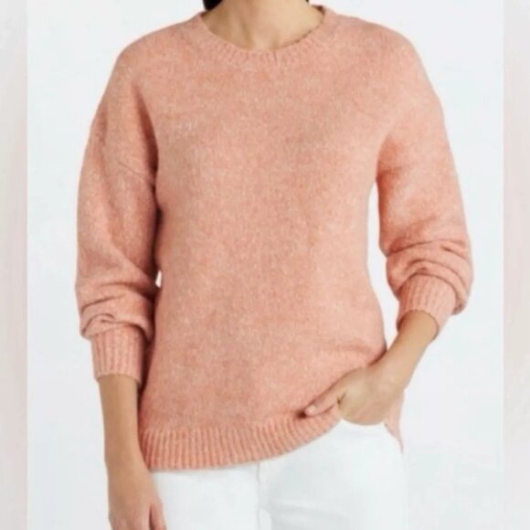 Pink Clover Stitch Fix Sweater W L Orange Peach Long Sleeve Round Neck New - Picture 1 of 13